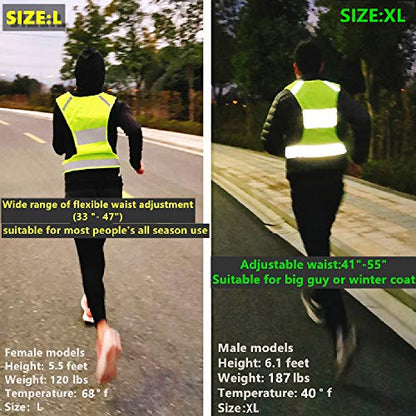 Reflective Vest Safety Running Gear with Pocket for Running Biking Walking - color: 2 Pack Neon Yellow, size: Large
