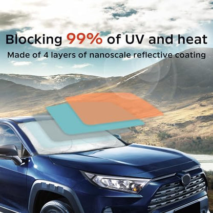 INSAUTO for RAV4 Car Windshield Cover, Windshield Sun Shades Foldable Sunshade for Toyota RAV4 2013-2023 SUV Crossover Front Window Custom Fit Sun Visor Heatshield Protector Car Accessories - size: for Toyota RAV4 2013-2023