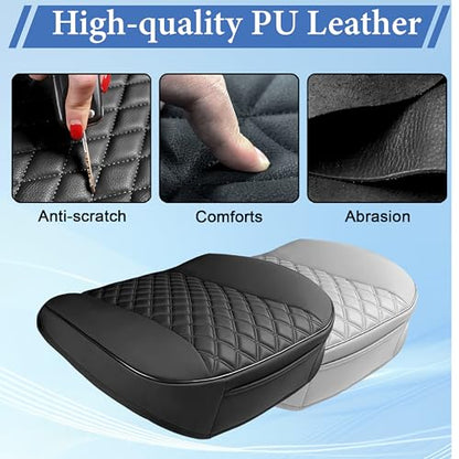 2PCS Leather Car Seat Cover, Front Bottom Seat Cushion Cover, Car Seat Cover, Front PU Leather Seat Covers, Anti-Slip and Wrap Around The Bottom with Storage Pocket Suitable for Most Vehicles (Black) - color: black*2