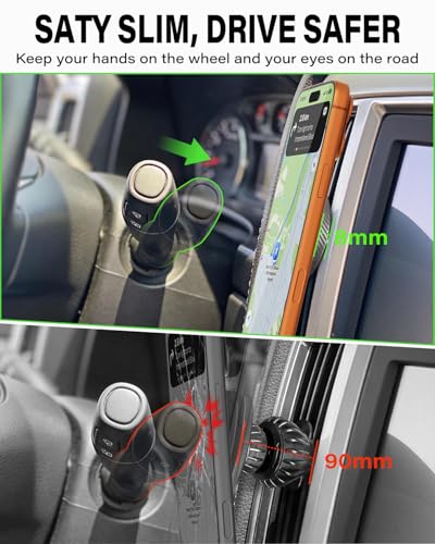 A2C Slim Magnetic Phone Holder for Car, Rental Car Essentials for Travel, No Assembly, Compact, One-Hand Operation, Easy Removal, Reusable, Upgraded Air Vent Phone Mount Compatible with MagSafe iPhone - style: Black