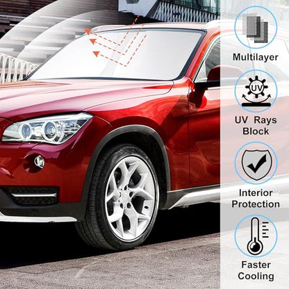 Windshield Sun Shade Custom Fit for 2011 2012 2013 2014 2015 BMW X1 E84 Accessories Foldable Sunshade Sun Blocker Protect Car from Sun Rays & Heat Damage Keep Car Cooler - size: Fit Bmw X1 E84 2011-2015