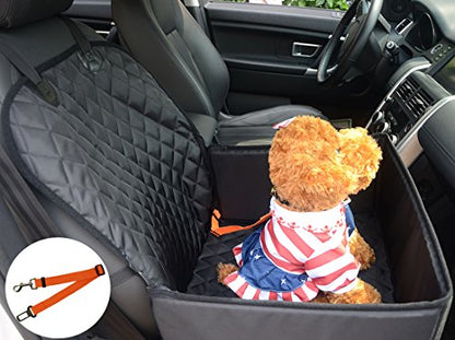 Pet Dog Seat Cover for Car Waterproof Washable Pet Dog Mat Booster Seat Cover Car Pet Dog Protector Cover with 1 Pcs Pet Seat Safety Belt for Dogs SUV Cars Trucks (Black) - color: black