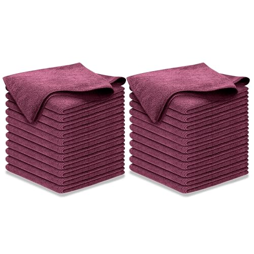 USANOOKS Premium 300GSM Microfiber Cleaning Cloth - 12.5"x12.5" High Performance - 1200 Washes, Ultra Absorbent Microfiber Towels for Cars Undercarriage, Rims & Engine Bay Cleaning - Microfiber Cloth - color: Burgundy, size: 24 pack