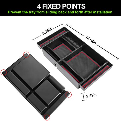 PIMCAR Center Console Organizer Compatible with 2019-2022 Chevy Silverado 1500/GMC Sierra 1500 & 2020-2023 Chevy Silverado/GMC Sierra 2500 HD/3500 HD (Full Console w/Bucket Seats ONLY) Red Trim - color: 19-22 1500 & 20-23 2500HD & 3500HD Red