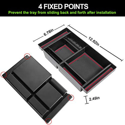 PIMCAR Center Console Organizer Compatible with 2019-2022 Chevy Silverado 1500/GMC Sierra 1500 & 2020-2023 Chevy Silverado/GMC Sierra 2500 HD/3500 HD (Full Console w/Bucket Seats ONLY) Red Trim - color: 19-22 1500 & 20-23 2500HD & 3500HD Red