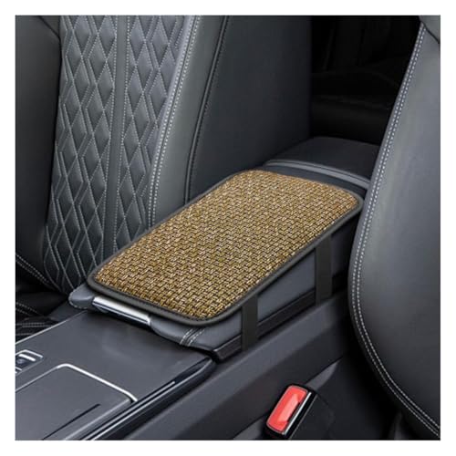 Car Center Console Armrest Pad, Linen Fabric Auto Armrest Box Protector Cover, 11.6 × 7.7 Inch Vehicle Middle Console Mat, Universal Interior Decoration Accessory for Car, SUV, Truck (Beige) - color: Beige