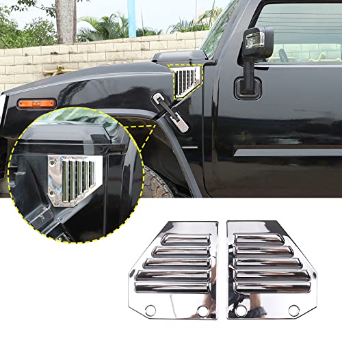 2PCS Car Side Vent Cover Hood Intake Bezel Trim Molding Compatible with 2003-2009 Hummer H2,Side Scoop Hood Cover Car Exterior Accessories (Silver) - color: Silver