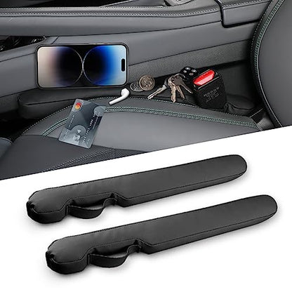Leather Car Seat Gap Filler Universal for Car Truck SUV to Block The Gap Between Seat and Console Stop Things from Dropping 2 Sets Black - color: black