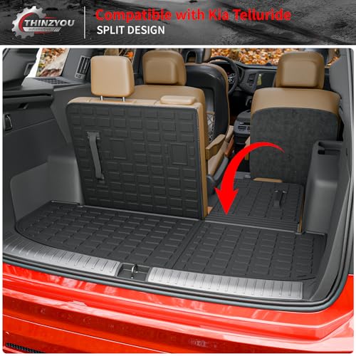 Cargo Mat Compatible with 2020-2025 Kia Telluride (NOT for 2027) Trunk Mat Cargo Liner Trunk Liner All Weather Back Seat Protector 2024 Telluride Accessories (Trunk Mat with Backrest Mat) - style: For Kia Telluride | 2020-2025