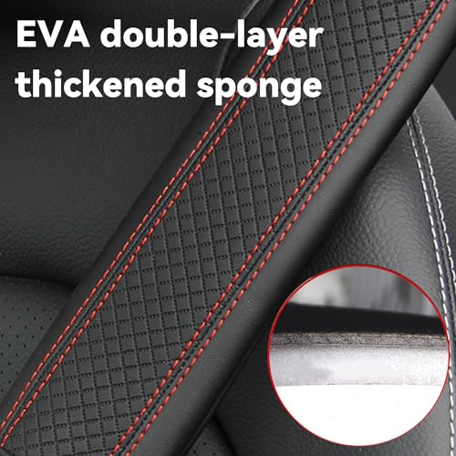 2PCS Car Seat Belt Cover, Soft Shoulder Strap Covers Harness Pads, Safety Leather Seatbelt Comfort Driving Cushion Protect Your Shoulder and Neck Universal for Car, SUV,Truck (Black/Red) - color: Black/Red