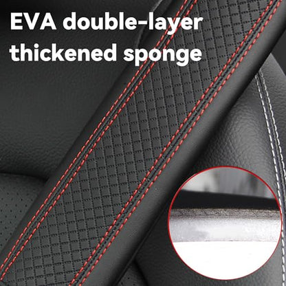 2PCS Car Seat Belt Cover, Soft Shoulder Strap Covers Harness Pads, Safety Leather Seatbelt Comfort Driving Cushion Protect Your Shoulder and Neck Universal for Car, SUV,Truck (Black/Red) - color: Black/Red