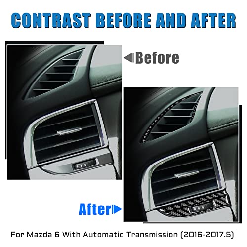 AIRSPEED for Mazda 6 2016-2017.5 with Automatic Transmission, Carbon Fiber Center Console Darshboard Side Air Vent Outlet Frame Cover Interior Trim - color: Side Air vent