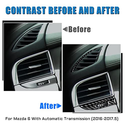 AIRSPEED for Mazda 6 2016-2017.5 with Automatic Transmission, Carbon Fiber Center Console Darshboard Side Air Vent Outlet Frame Cover Interior Trim - color: Side Air vent
