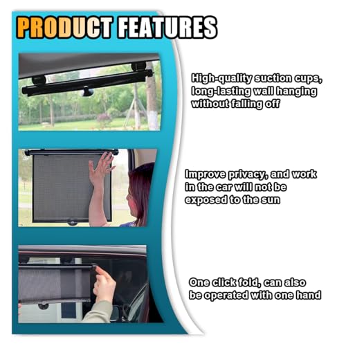 2PCS Car Window Shades for Baby, 20"×20" Retractable Car Shades for Side Window with Suction Cups, Blocks Heat & UV Rays Glare Protection, Baby Auto Accessories for Cars House Office Window (X-Large) - size: X-Large