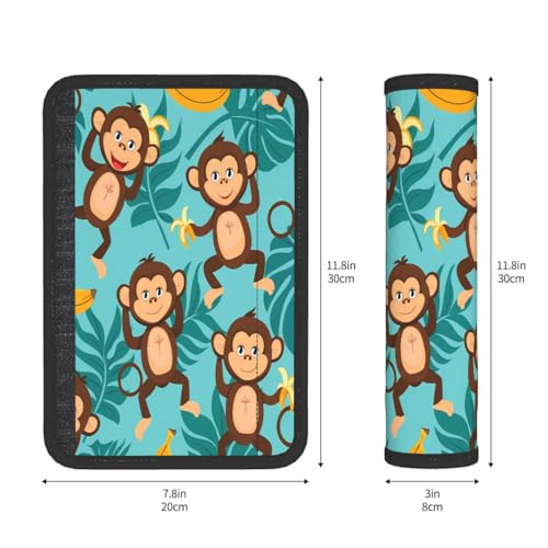 Seat Belt Cover Pad Tropical Palm Leaves Monkey Banana Soft Safety Car Automotive Seat Belt Pads Cushion Shoulder Strap Covers for Cars or Bags, 2 Pcs - color: Tropical Palm Leaves Monkey Banana