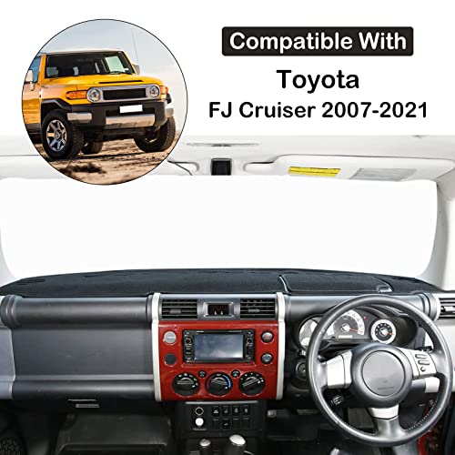 Aunginsy Car Dashboard Cover Mat Compatible with Toyota FJ Cruiser 2007-2021 SUV Dashboard Dash Cover Nonslip Black Mat Sun Pad Dash Carpet Sunshade Glare UV Rays Protector Car Interior Accessories - color: Black(RHD)
