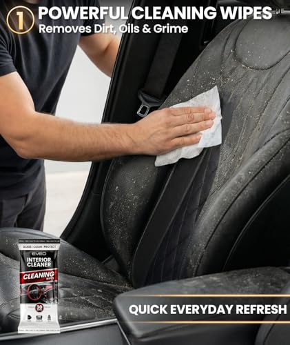EVEO Car Wipes Interior Cleaning Kit -3-in-1 Car Cleaning Wipes Car Interior Wipes | Interior Car Wipes, Car Cleaning Kit Interior & Exterior - Protectant, Glass and Cleaning All Surfaces (90 Wipes)