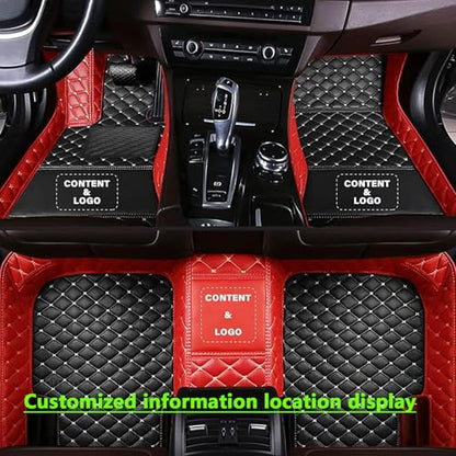 Custom Personalized Floor Mats for Cars, Luxury Full Coverage All Weather Mats, Anti-Slip Set, Customize for 99% of Sedan, Trucks SUV (Black Red Thread) - color: Black Red thread