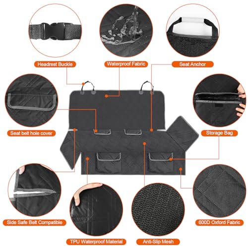 Dog Car Seat Cover Compatible with Toyota Corolla 2009-2025, Waterproof Pet Bench Seat Cover for Back Seat, 600D Heavy Duty Scratch Proof Nonslip Truck Seat Covers for Dogs - size: 2009-2025 Corolla