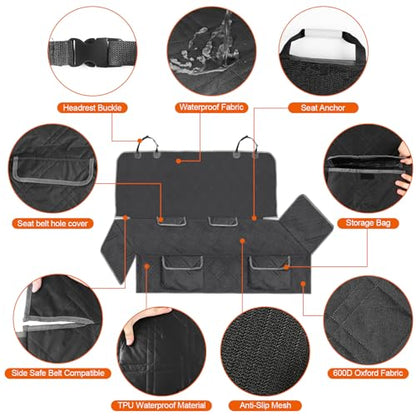 Dog Car Seat Cover Compatible with Chevy Malibu 2004-2025, Waterproof Pet Bench Seat Cover for Back Seat, 600D Heavy Duty Scratch Proof Nonslip Truck Seat Covers for Dogs - size: 2004-2025 Malibu