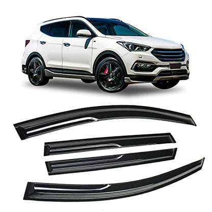 Smoke Tinted Tape-On Window Visors Rain Guards Compatible with Hyundai Santa Fe 2019 2020 2021 2022 2023 SE SEL Limited Calligraphy - size: 2019-2023 Hyundai Santa Fe