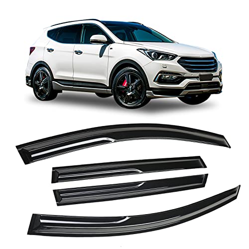 Smoke Tinted Tape-On Window Visors Rain Guards Compatible with Hyundai Santa Fe 2019 2020 2021 2022 2023 SE SEL Limited Calligraphy - size: 2019-2023 Hyundai Santa Fe
