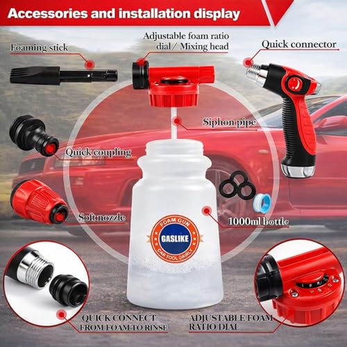 63PCS Car Wash Cleaning Kit,Car Wash Brush with Long Handle,Car Detailing Kit with Foam Gun,Car Cleaning Supplies,Handheld Vacuum, Car Detailing Kit (63PCS) - size: 63PCS
