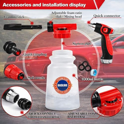63PCS Car Wash Cleaning Kit,Car Wash Brush with Long Handle,Car Detailing Kit with Foam Gun,Car Cleaning Supplies,Handheld Vacuum, Car Detailing Kit (63PCS) - size: 63PCS