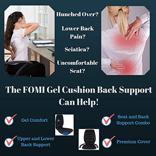 FOMI Premium Gel Cushion and Firm Back Support | Seat Cushion Pad and Upper Lower Thoracic and Lumbar Pillow for Car, Office Chair | Pressure Sore, Coccyx Pain Relief | Posture Aid (Grid Gel) - size: Back - 19"