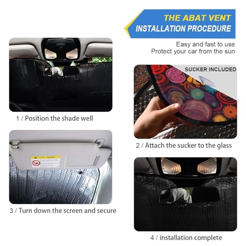 Windshield Sun Shade Abstract Flower Tree Front Window Block UV Shades Visor Reflective Retractable for Car SUV Trucks - color: A011