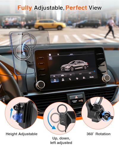 Magnetic Phone Holder for Honda Accord 2018 2019 2020 2021 2022 (10th Gen): for Magsafe Car Screen Mount Accessories Compatible with Touchscreen, All Phone iPhone, 360° Rotation Dashboard Stand - style: for 2018-2022 Accord