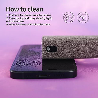 CUIUD Touchscreen Screen Cleaner Kit 2 Pcs, Phone, Tablet and Car Screen Cleaner, Two in One Spray and Microfiber Cloth(2 Pack Grey) - color: 2 Pcs Grey