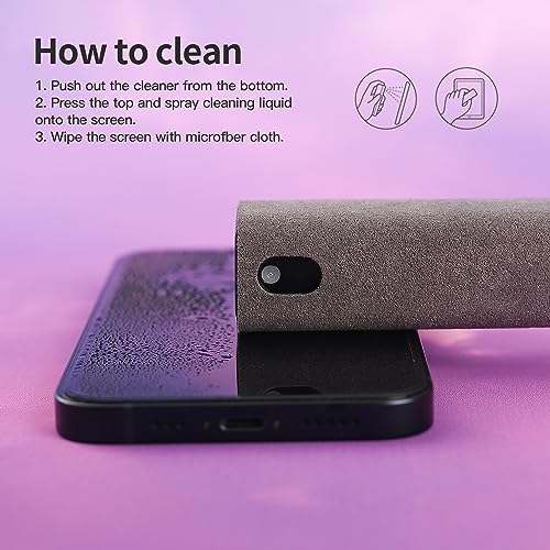 CUIUD Screen Cleaner Kit, Two in One Screen Cleaner Spray and Wipe, Touchscreen Mist Cleaner Spray Bottle for Phone/Laptop/Tablet/TV/Monitor/Car Screens(Grey) - color: Grey