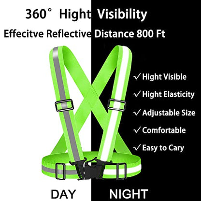 High Visibility Reflective Vest Safety Vest Running Reflective Gear Adjustable Reflective Vest for Walking,Jogging,Hiking,Night Cycling - color: Fluorescent Green
