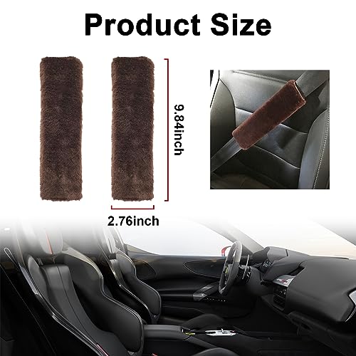 Ziciner 2 Packs Car Seatbelt Covers Shoulder Pad, Universal Soft Faux Sheepskin Shoulder Cover for Comfortable Driving, Fluffy Seat Belt Protector Help to Protect Your Neck and Shoulder (Coffee) - color: Coffee