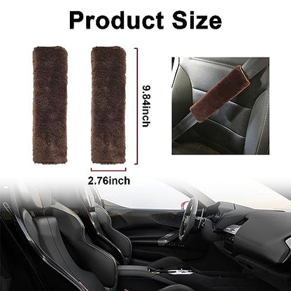 Ziciner 2 Packs Car Seatbelt Covers Shoulder Pad, Universal Soft Faux Sheepskin Shoulder Cover for Comfortable Driving, Fluffy Seat Belt Protector Help to Protect Your Neck and Shoulder (Coffee) - color: Coffee