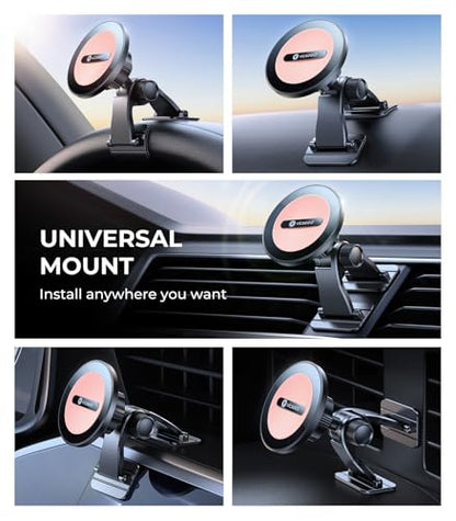 VICSEED 2025 Upgrade for MagSafe Car Mount [Strongest Dashboard Adhesive & 25N Magnetic] Cell Phone Holders for Your Car, 360° Adjustable Phone Holder Mount for All Smartphones & Vehicles - color: Z-Pink