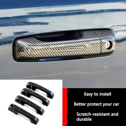 Car Accessories Fit for Dodge Ram 1500 2025 2024 2023 2022 2021 2020 2019 Door Handle Cover Trims （Carbon Fiber W/O Smart Hole ABS 8PCS - color: Carbon Fiber W/O Smart Hole