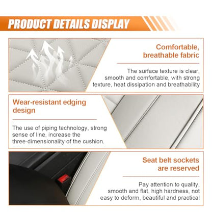 Luxury Faux Leather Car Seat Cover, Anti-Slip Waterproof Universal Front Bottom Seat Protector with Storage Pocket, Triangular Pattern Vehicle Seats Cushion for Sedans, SUVs, Trucks (Grey) - color: Grey