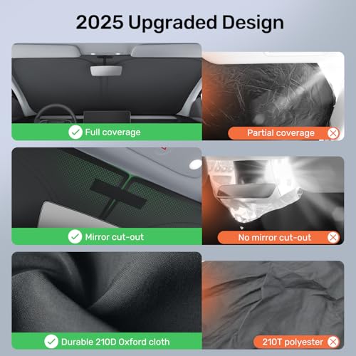 2025 Upgraded Zanch Car Front Windshield Sun Shade- Ultimate UV Protection & Heat Reduction|OEM Design|Innovative No Light Leakage Technology|Fit for Tesla Model Y Juniper - size: Model Y Juniper(2025-2026)