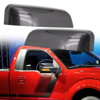 Riloer Side View Mirror Cover, 2 Packs Car Rearview Mirror Cover Cap, Side Wing Mirror Cover Cap Compatible with F-150 Limited 2013-2014 9L3Z17D743AA, 9L3Z17D742AA (Carbon Fiber Look Finish) - color: Carbon Fiber Look Finish