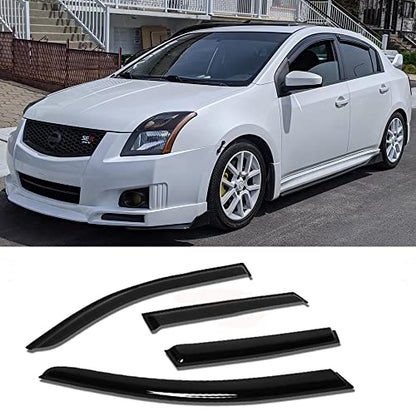 Side Window Deflectors Visor Rain Guard fit for 2007-2012 Nissan Sentra,4pcs Outside Mount Tape-on Shatterproof Dark Smoke Window Shades 94165 - size: 2007-2012 Sentra