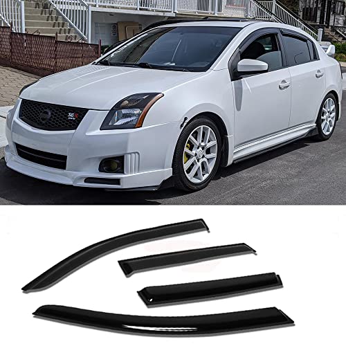 Side Window Deflectors Visor Rain Guard fit for 2007-2012 Nissan Sentra,4pcs Outside Mount Tape-on Shatterproof Dark Smoke Window Shades 94165 - size: 2007-2012 Sentra