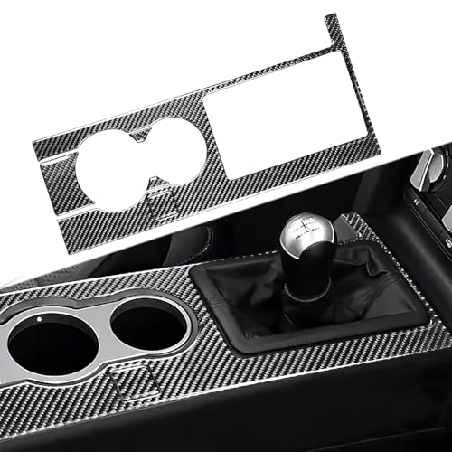Gear Shift Box Panel Trim Cover Real Soft Carbon Fiber Car Accessories Interior Trim Stickers Compatible with Ford Mustang GT Shelby 2005 2006 2007 2008 2009 5PCS - color: At Panel-black