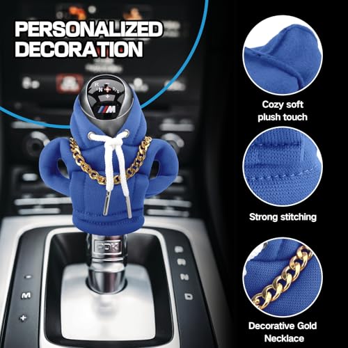 Funny Gear Shift Hoodie Cover, Car Shifter Knob Sweatshirt, Universal Stick Shift Cover for Car Gear Handle - color: Blue