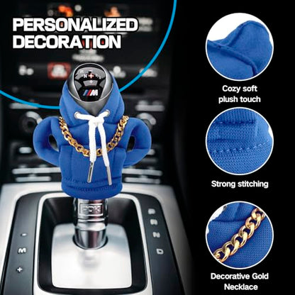 Funny Gear Shift Hoodie Cover, Car Shifter Knob Sweatshirt, Universal Stick Shift Cover for Car Gear Handle - color: Blue