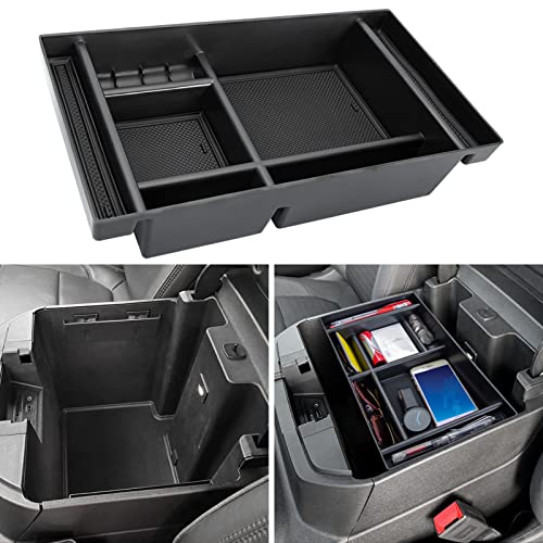 PIMCAR Center Console Organizer for 2019-2022 Chevy Silverado 1500/GMC Sierra 1500 & 2020-2023 Silverado/Sierra 2500HD/3500HD | Full Console Bucket Seats Only | Black Interior Trim Accessory - color: 19-22 1500 & 20-23 2500HD & 3500HD Black