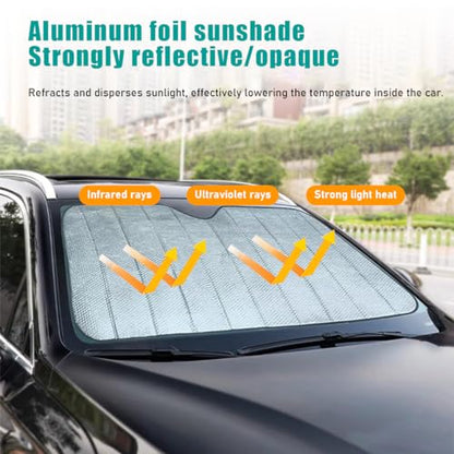 Dickno Car Windshield Sun Shade, 55.1"×27.5" Foldable Front Window Shade Protect Your Car from Sun Heat & Glare Best UV Ray, Auto Windscreen Sun Blocker Shield with 2 Side Window Shades