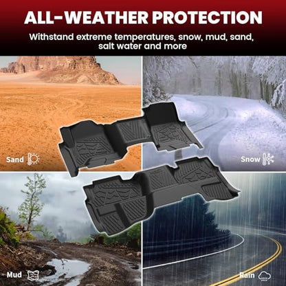 LASFIT Floor Mats 2014-2018 for Chevy Silverado/GMC Sierra 1500, 2015-2019 2500HD 3500 HD, Double Cab Only, 1st Row Bench Seat, All Weather TPE Custom Fit Car Floor Liners, with Carpet Floor Only - size: Double Cab/Bench Seat 1500/2500HD/3500HD 2014-2018