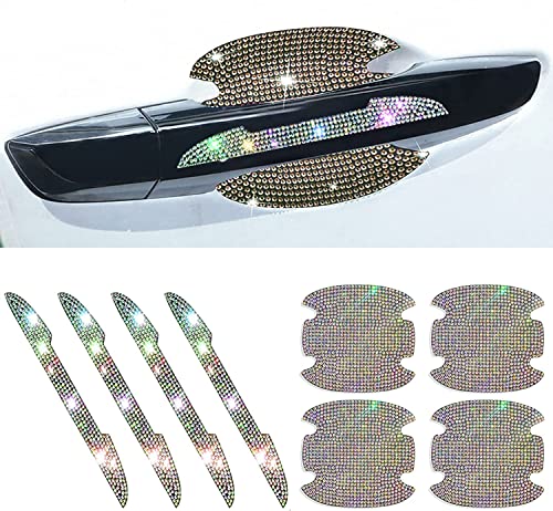 8Pcs Bling Rhinestone Car Door Handle Stickers Protector, Trim Auto Door Entry Guard Bling Stickers Car Accessories for Women and Men, Universal Car Accessories for All Cars (AB Color) - color: AB color